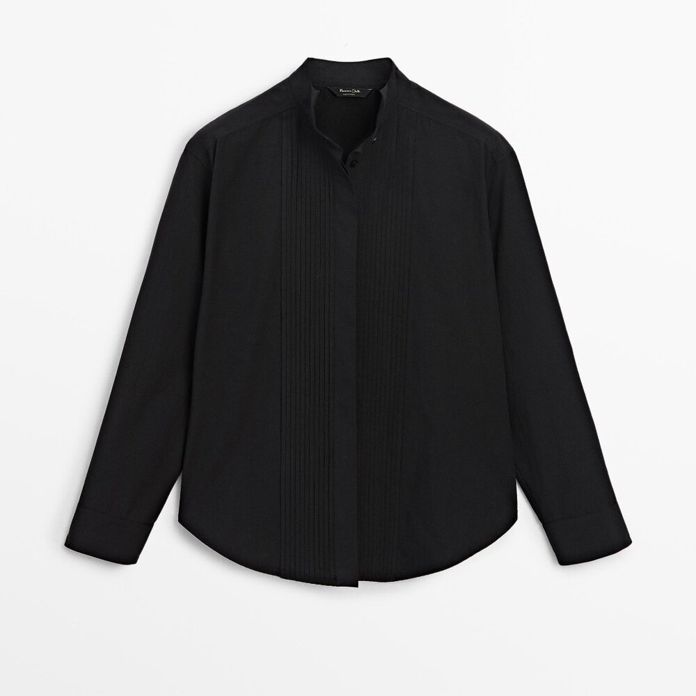 Zara Massimo Dutti Black Button Down Shirt NWT X-SMALL